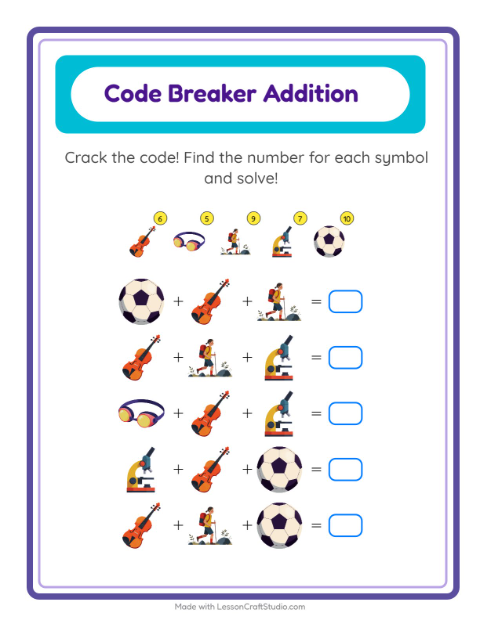 Secret Code Math with Activities — Grade 2 — 2