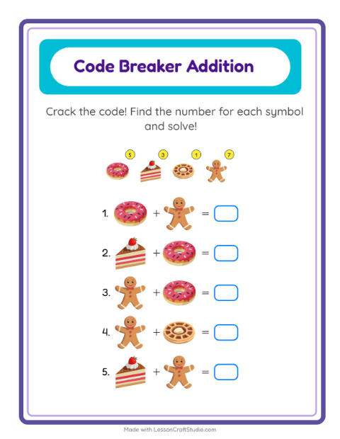 Secret Code Addition with Bakery Treats