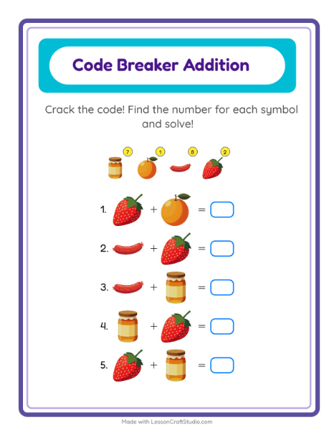 Secret Code Addition with Breakfast