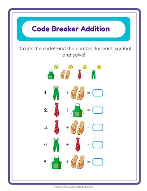 Secret Code Addition with Clothes