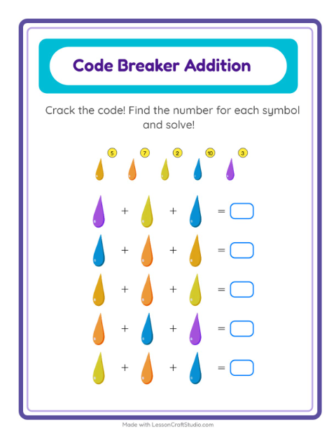 Secret Code Math with Colors — Grade 2 — 2