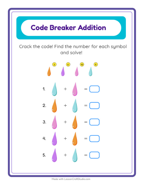 Secret Code Math with Colors — Grade 2