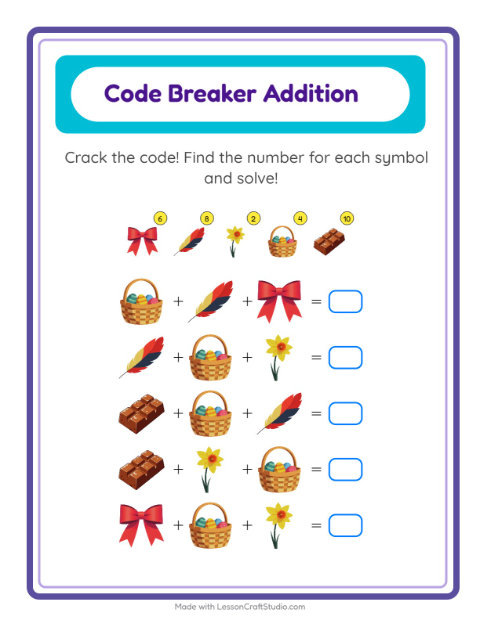 Secret Code Math with Easter — Grade 2 — 2