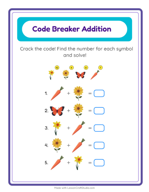 Secret Code Math with Easter — Grade 2