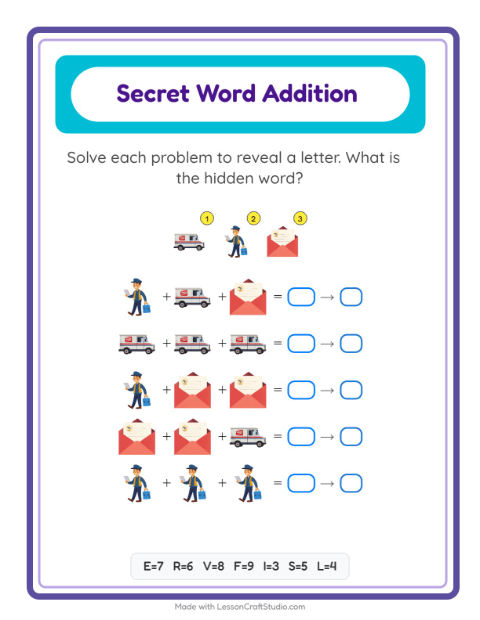 Secret Word Addition with Post Office