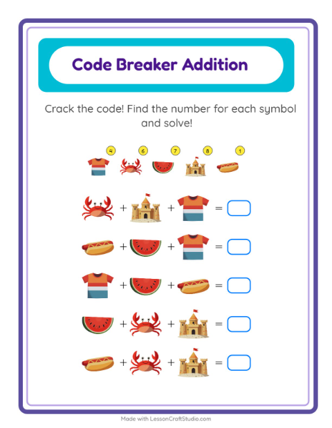 Secret Code Math with Summer — Grade 2 — 2
