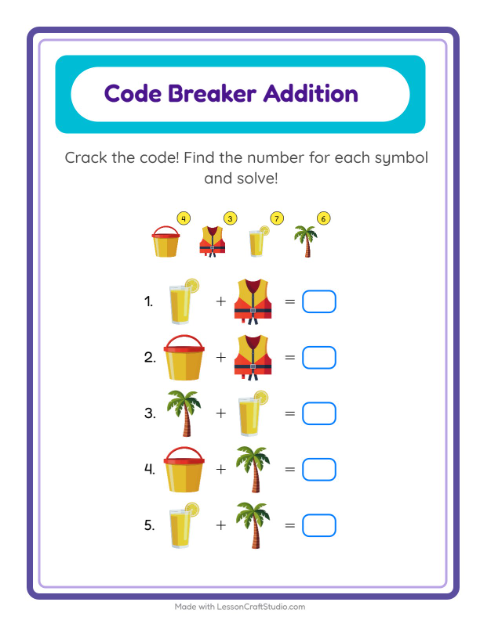 Secret Code Math with Summer — Grade 2
