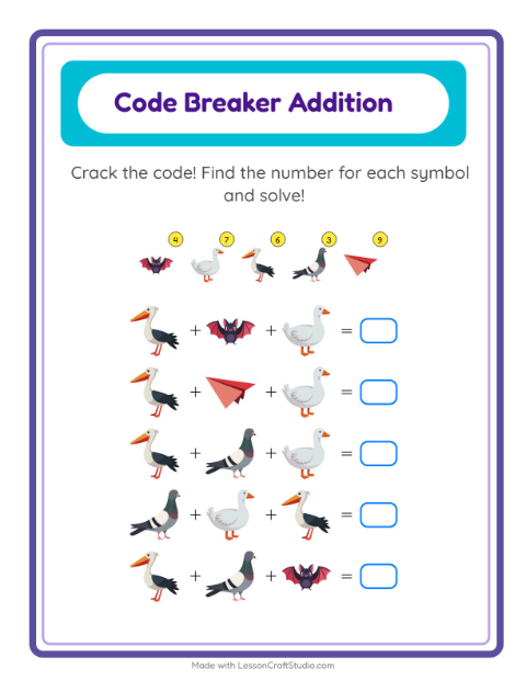 Secret Code Math with Things That Fly — Grade 2 — 2