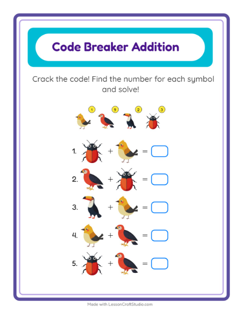 Secret Code Math with Things That Fly — Grade 2