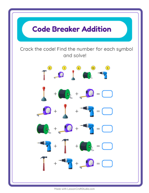 Secret Code Math with Tools — Grade 2 — 2
