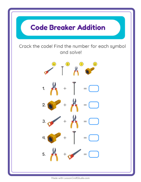 Secret Code Math with Tools — Grade 2