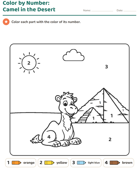 Preview of Color by Number worksheet for kindergarten