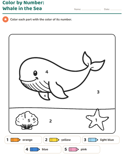 Preview of Color by Number worksheet for kindergarten