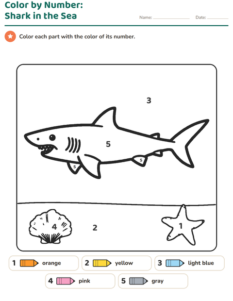 Preview of Color by Number worksheet for kindergarten