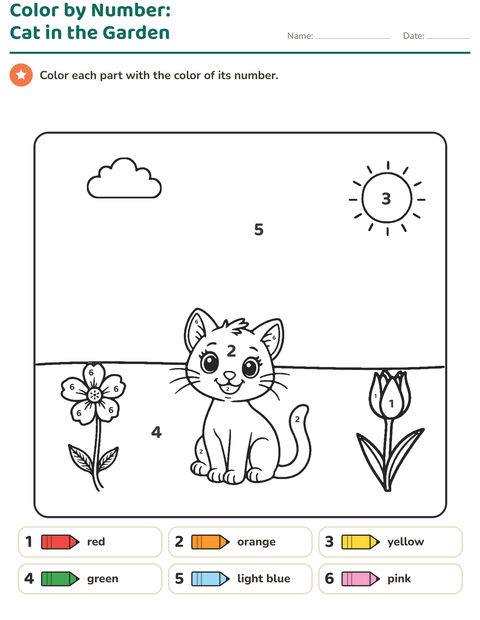 Preview of Color by Number worksheet for kindergarten