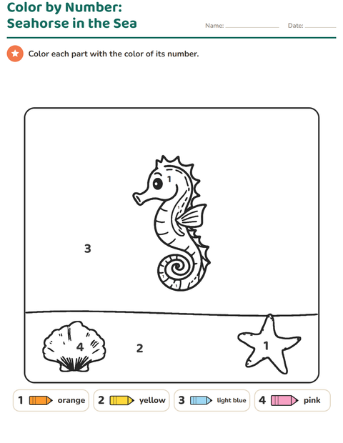 Preview of Color by Number worksheet for kindergarten
