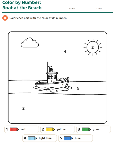 Preview of Color by Number worksheet for kindergarten