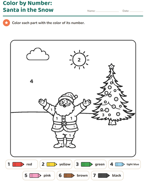 Preview of Color by Number worksheet for kindergarten