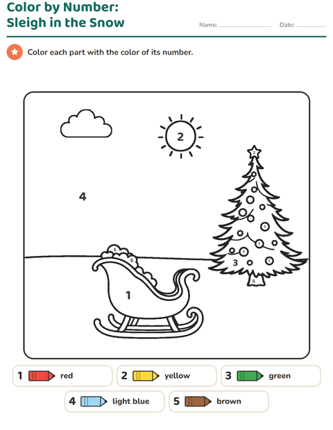 Preview of Color by Number worksheet for kindergarten