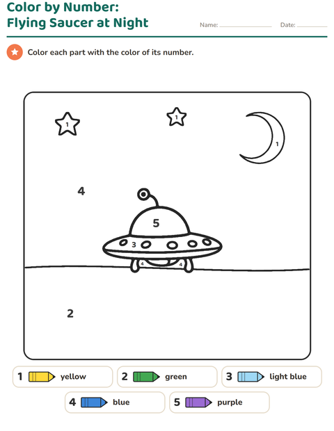 Preview of Color by Number worksheet for kindergarten