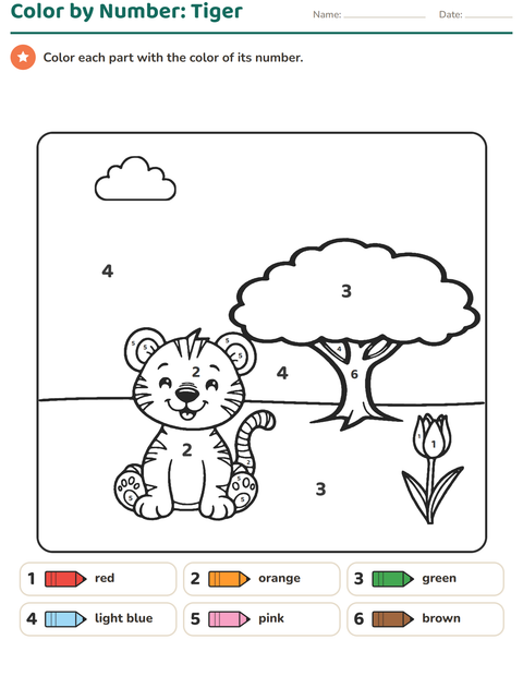 Preview of Color by Number worksheet for kindergarten