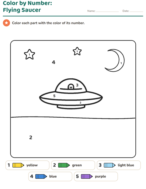 Preview of Color by Number worksheet for kindergarten