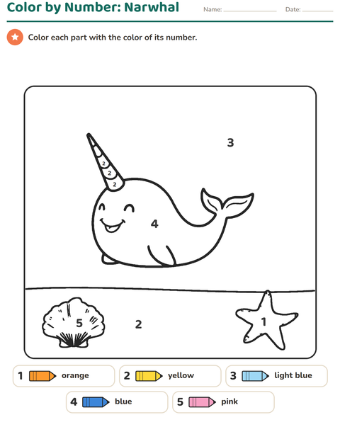 Preview of Color by Number worksheet for kindergarten