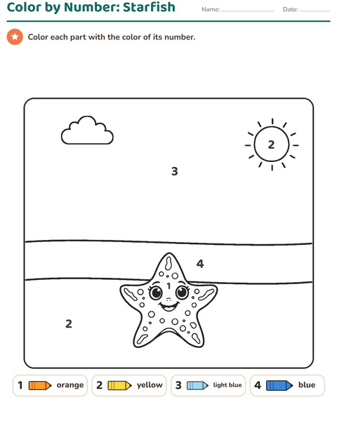 Preview of Color by Number worksheet for kindergarten