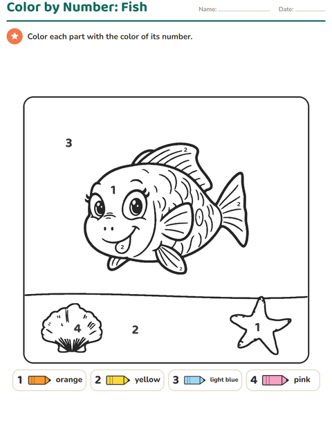Preview of Color by Number worksheet for kindergarten