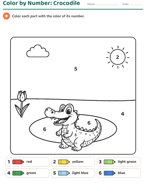 Preview of Color by Number worksheet for kindergarten