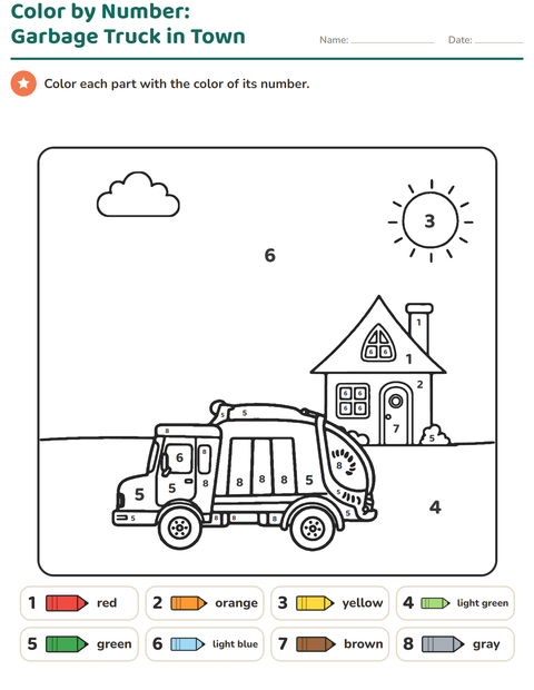 Preview of Color by Number worksheet for kindergarten