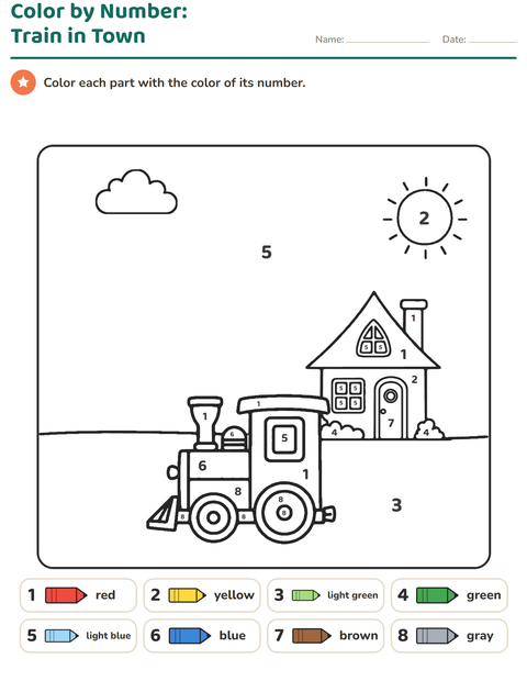 Preview of Color by Number worksheet for kindergarten