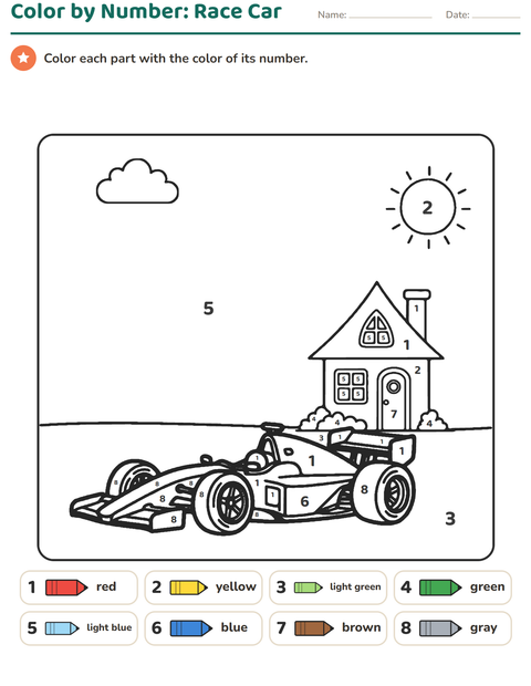 Preview of Color by Number worksheet for kindergarten