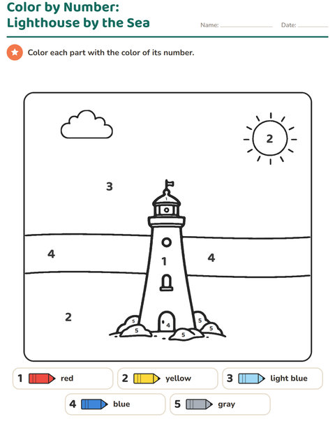 Preview of Color by Number worksheet for kindergarten