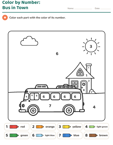 Preview of Color by Number worksheet for kindergarten