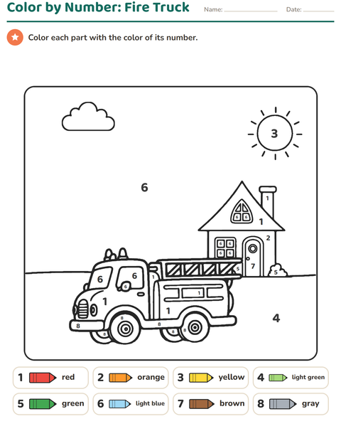Preview of Color by Number worksheet for kindergarten