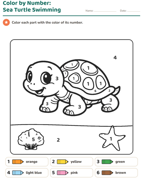 Preview of Color by Number worksheet for kindergarten