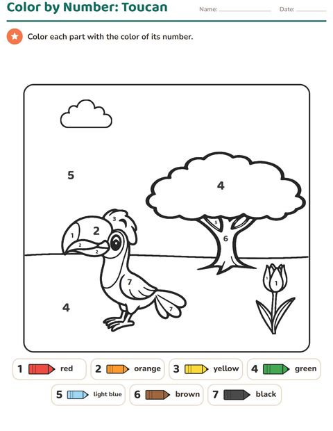 Preview of Color by Number worksheet for kindergarten