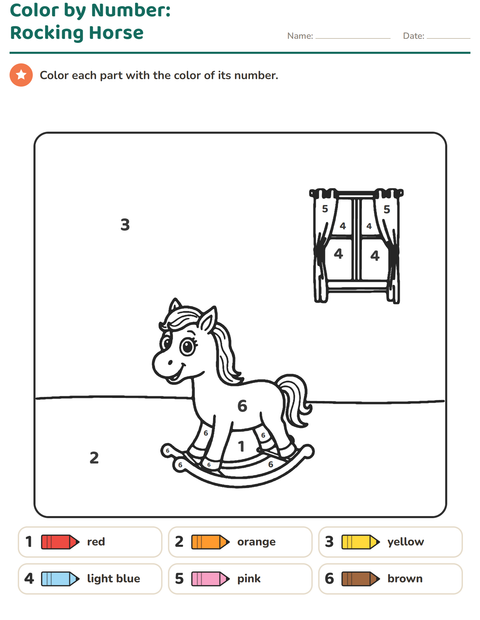 Preview of Color by Number worksheet for kindergarten