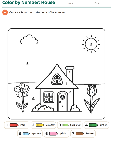 Preview of Color by Number worksheet for kindergarten