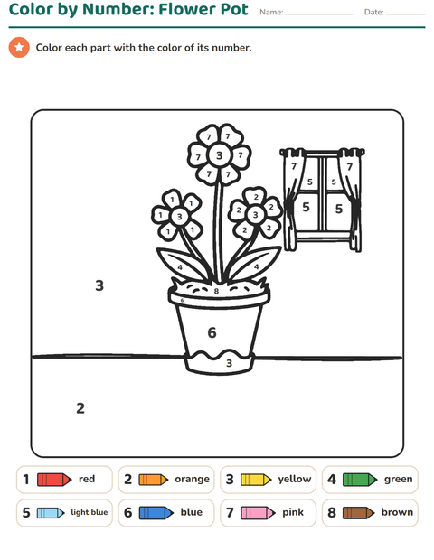 Preview of Color by Number worksheet for kindergarten