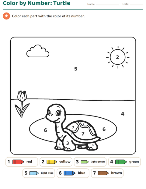 Preview of Color by Number worksheet for kindergarten
