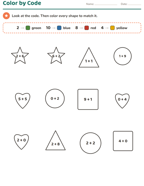 Preview of Color by Number worksheet for kindergarten