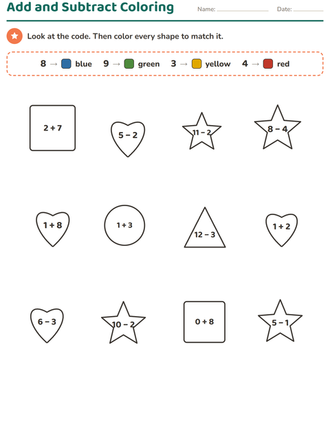 Add and Subtract Color by Code: Watch the Sign