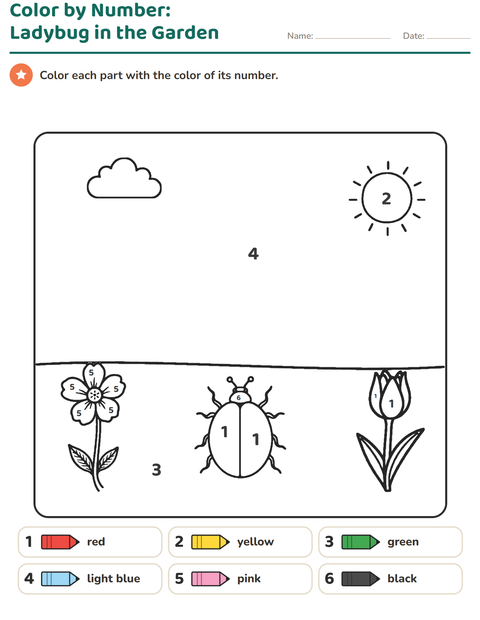 Preview of Color by Number worksheet for kindergarten