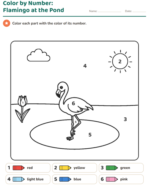 Preview of Color by Number worksheet for kindergarten