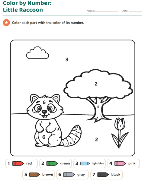 Preview of Color by Number worksheet for kindergarten