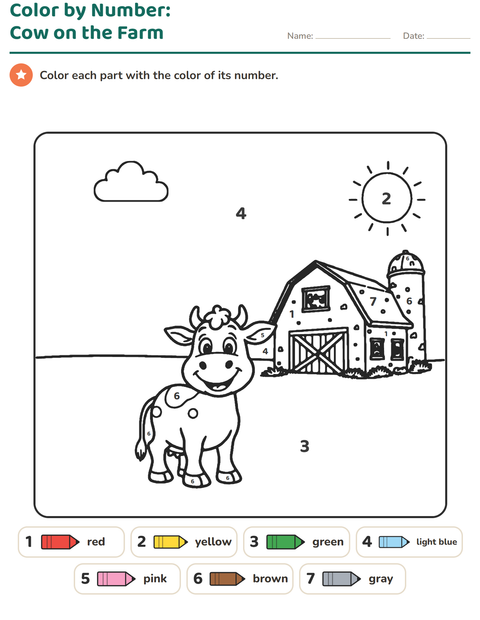 Preview of Color by Number worksheet for kindergarten
