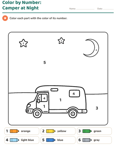 Preview of Color by Number worksheet for kindergarten
