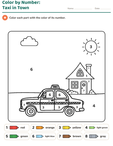 Preview of Color by Number worksheet for kindergarten